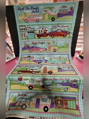 Retro Road Trip By Sue Marsh RJR Fabrics  Fabric Panel Retro Campers (0695)